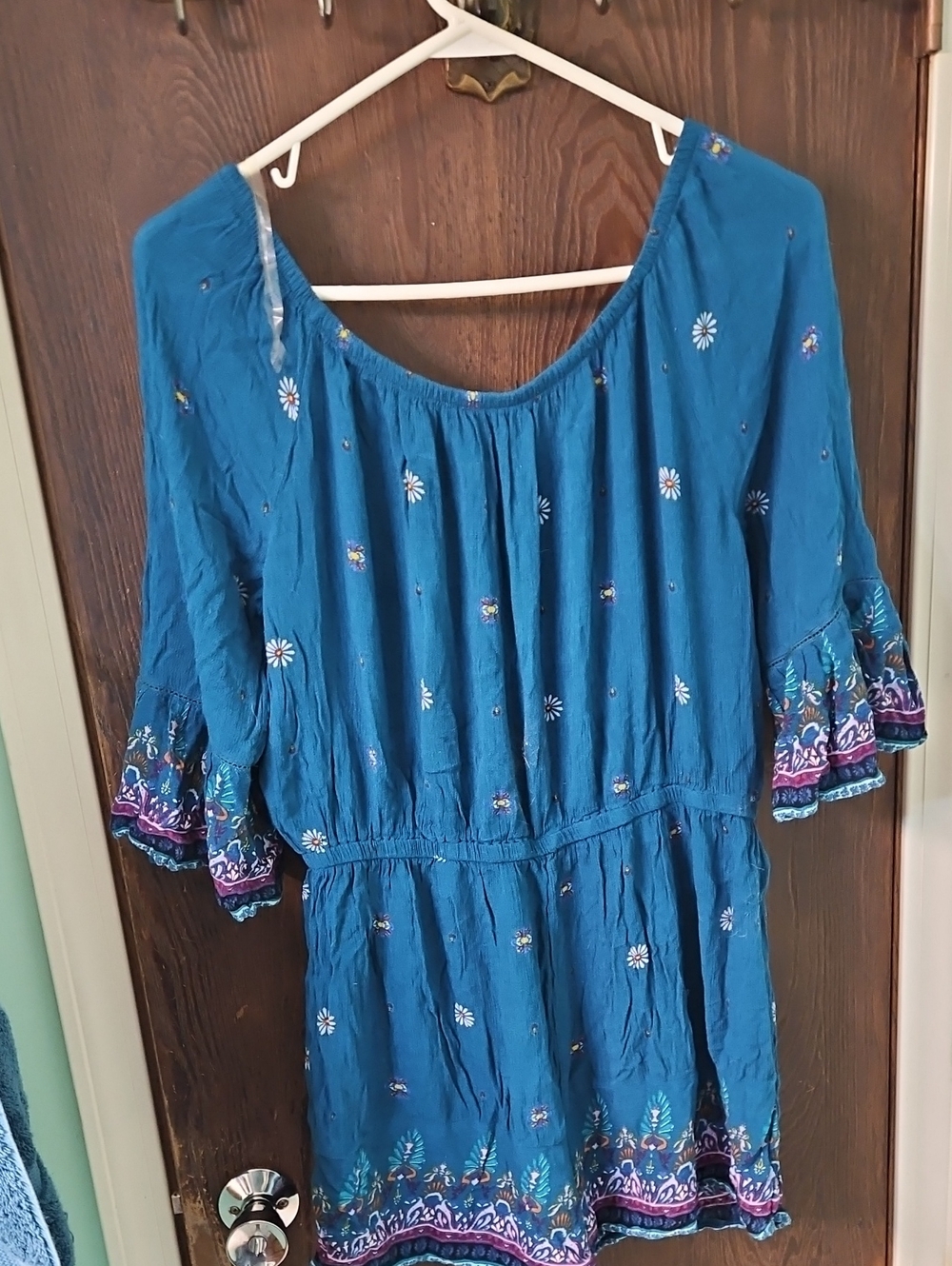 Mudd Teal Blue Floral Romper